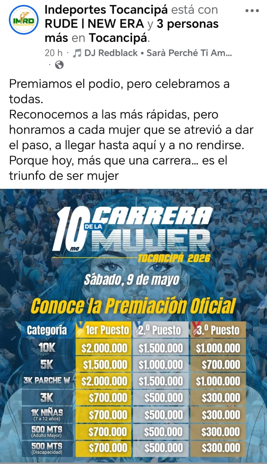 En Tocancipa la carrera de la mujer 2026, mas de 11 mil mujeres